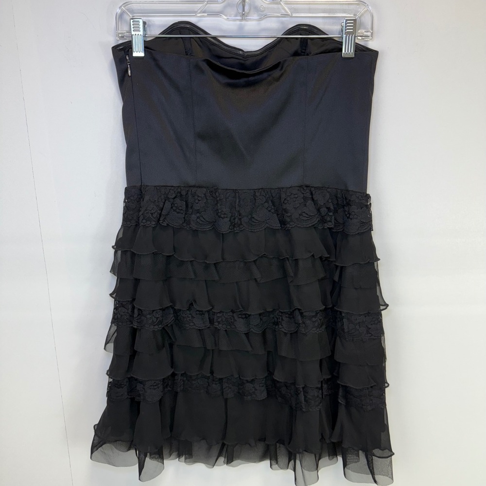 Vintage Express Design Studio Strapless Dress Ruffle Lace trim Y2K Party size 10